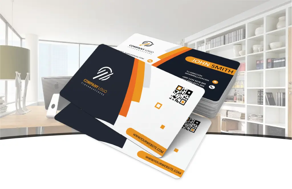 Custom printed business cards with logo, QR code, and contact info by Miami Epic Tees
