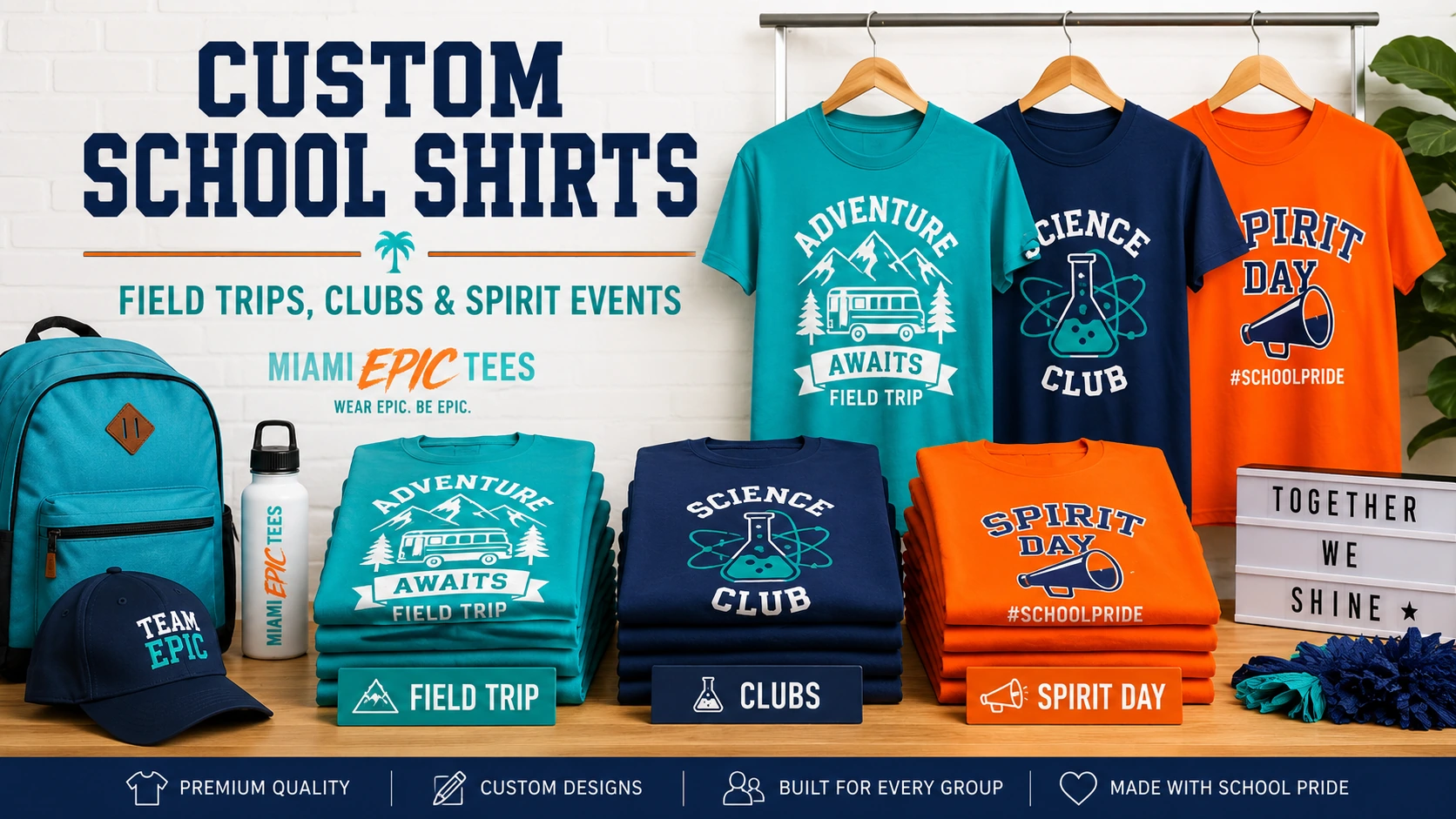 School club shirts arranged for a group order