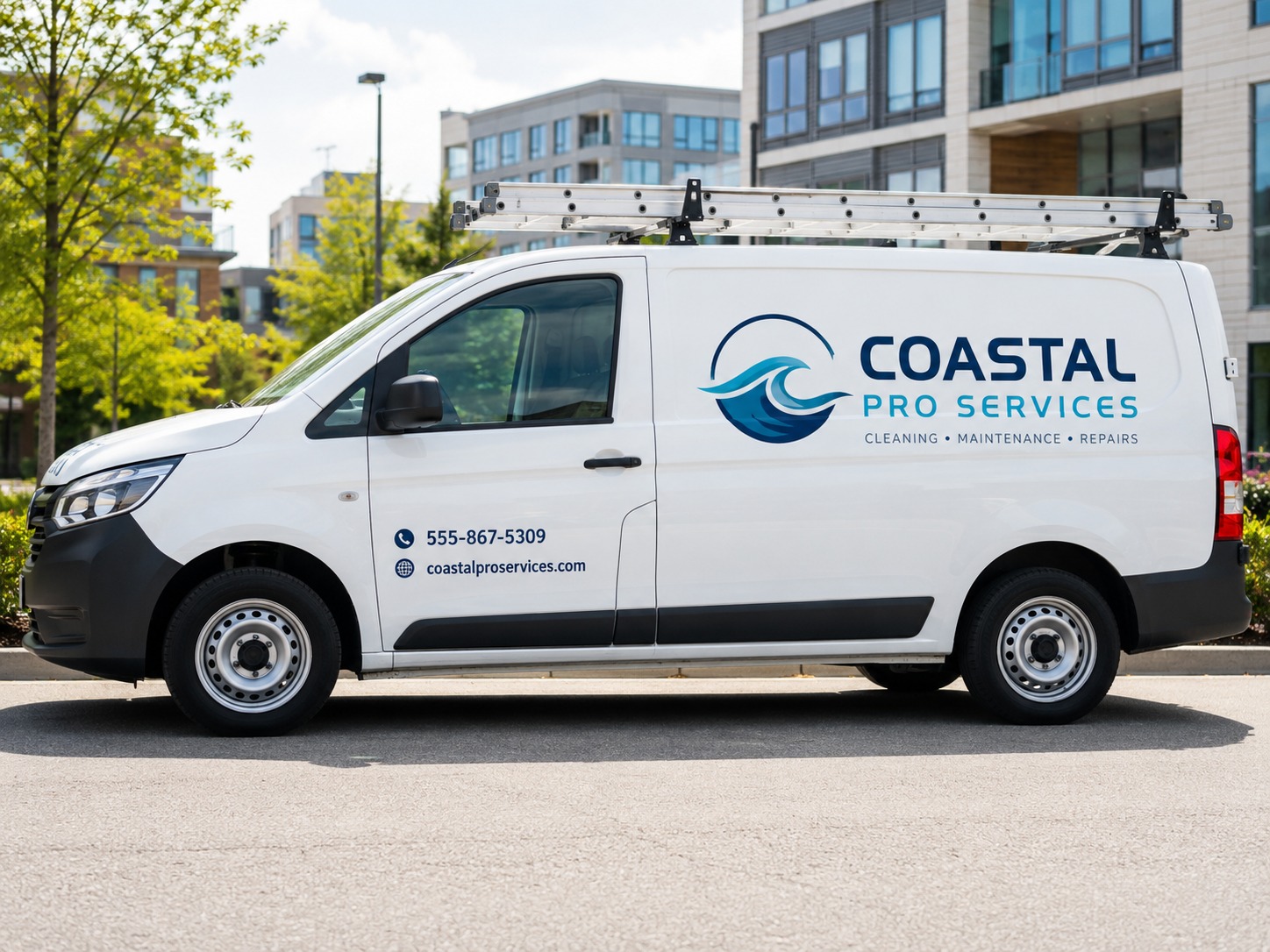 Custom car decal installed on a company vehicle in Miami