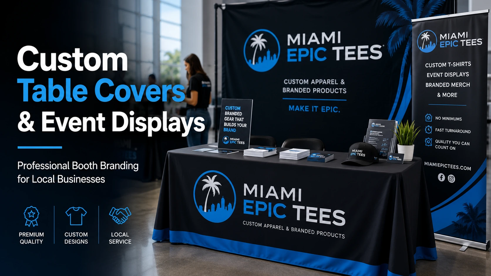 Custom booth display printed by Miami Epic Tees