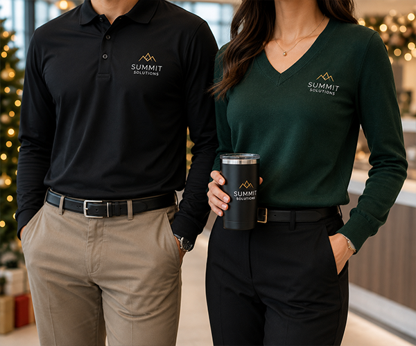 Custom corporate apparel with embroidered company logos in Miami
