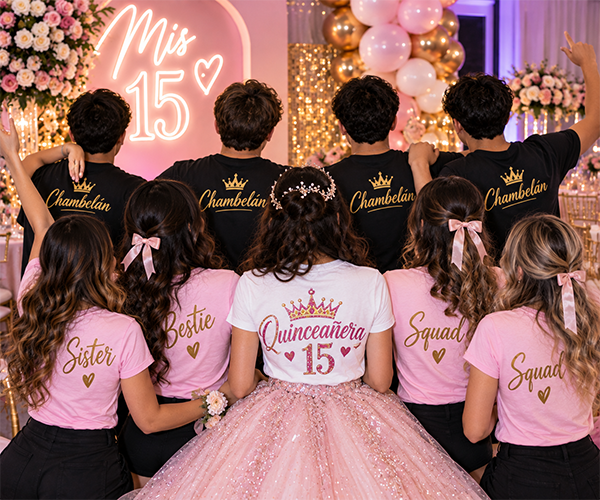 ustom quinceanera shirts for family and friends in Miami