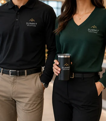 Custom corporate apparel with embroidered company logos in Miami