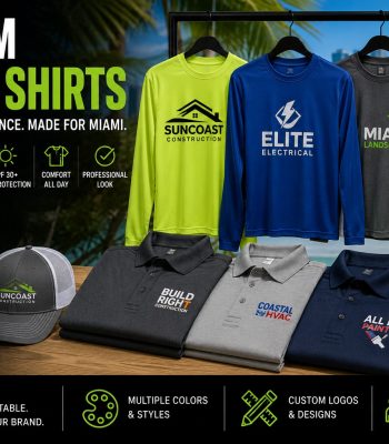 Custom Dri-Fit polo shirts with company logo in Miami