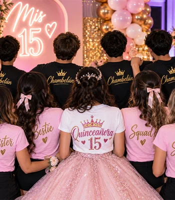 ustom quinceanera shirts for family and friends in Miami