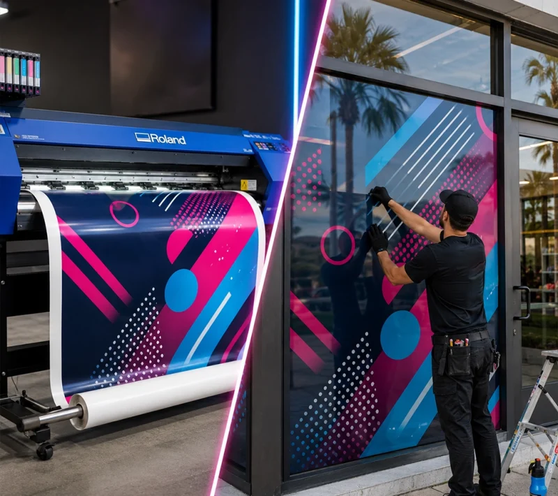 Custom Window Decals & Storefront Graphics Miami Custom window decals and storefront graphics installation for a Miami business using large-format vinyl printing