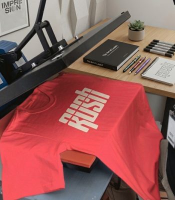 Shirts being printed quickly for rush order