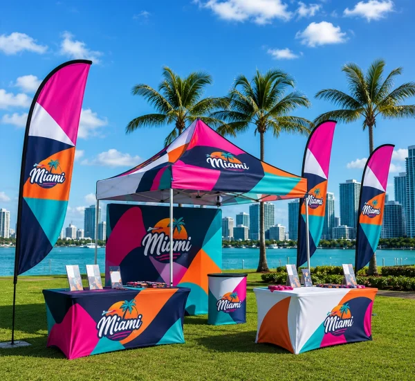 Trade Show & Event Printing Miami Custom trade show booth with branded canopy, banners and event displays in Miami Florida
